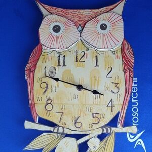 Charming Owl Wall Clock - Red and Cream